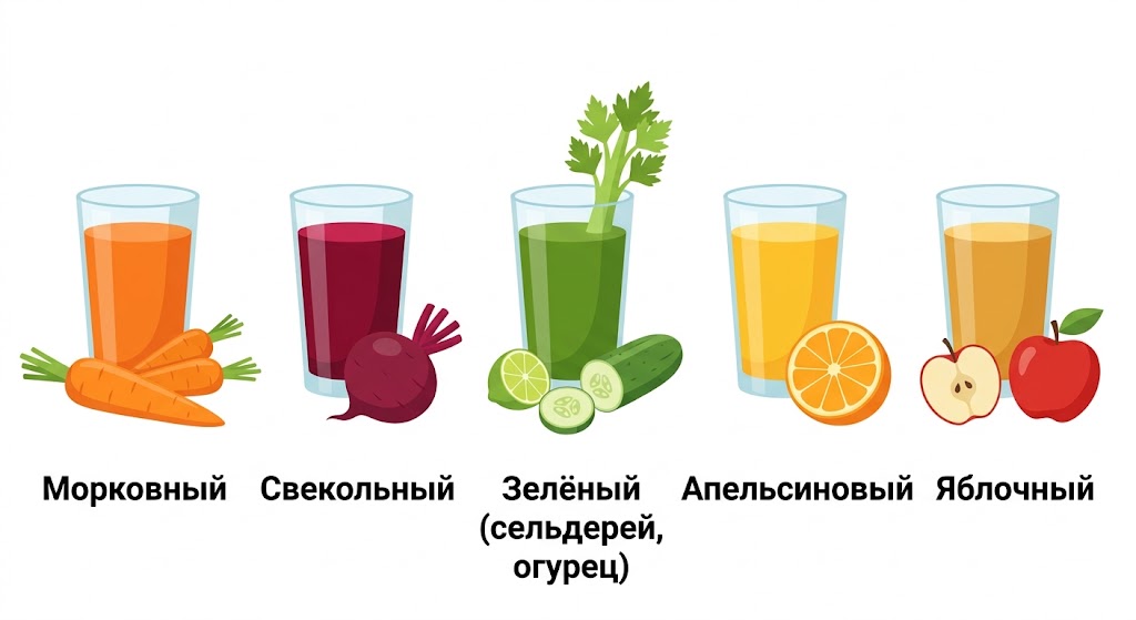 Схема: из каких овощей и фруктов готовят соки