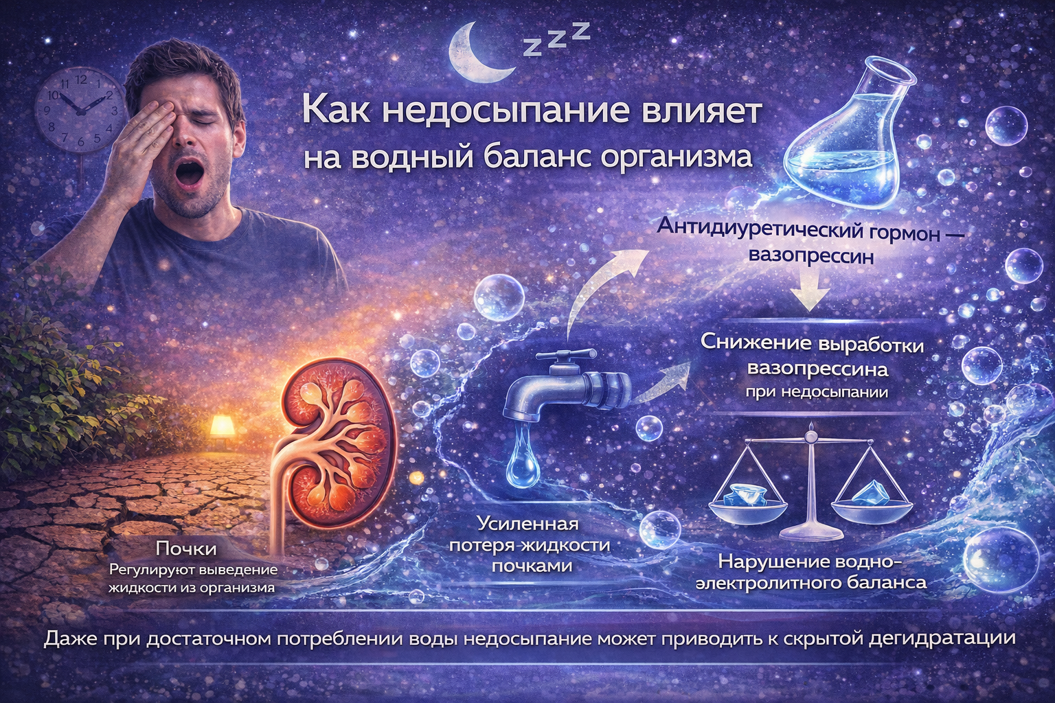 Как недосыпание влияет на водный баланс организма